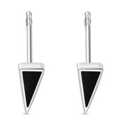 Black Onyx Triangle Sterling Silver Stud Earrings, e312